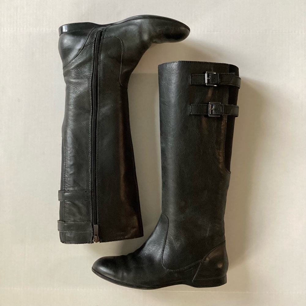 Enzo Angiolini Zarynn Black Buckle Riding Boots Size 7